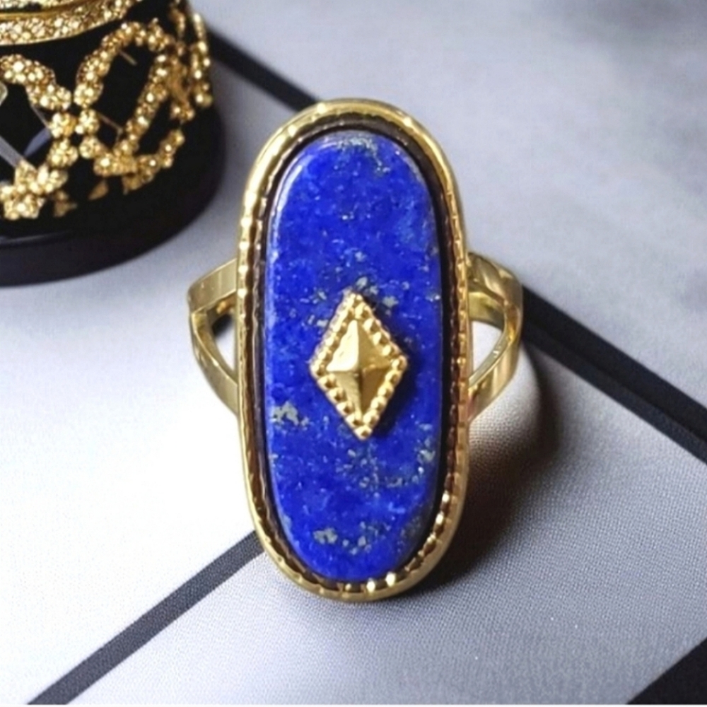 Gorgeous Gold Plated Lapis Lazuli Ring